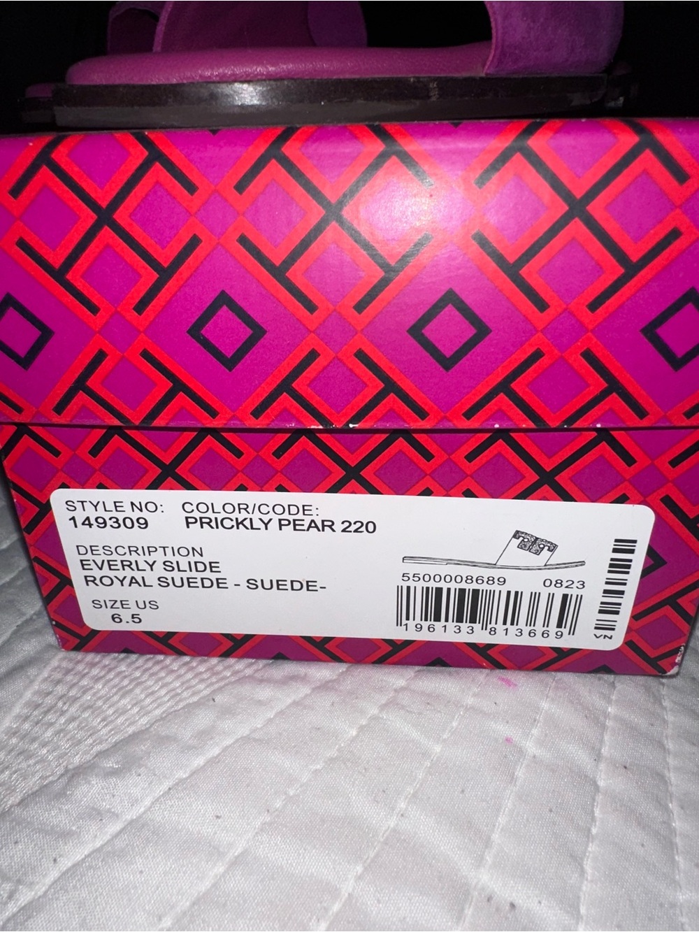 Tory Burch Everly Slide - Royal Suede - Prickly Pear - Picture 2 of 5